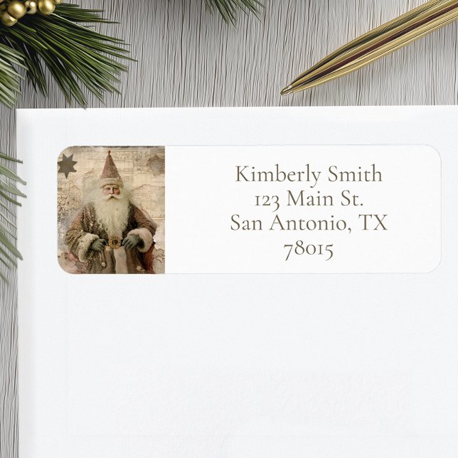 Vintage Santa Holiday Rücksendeadresse (Old World Santa Return Address Sticker)