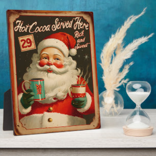 Vintage Santa Hot Cocoa-Werbung Fotoplatte