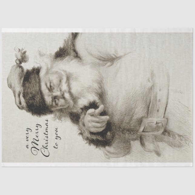 Vintage Santa Illustration Seidenpapier (Vorderseite)