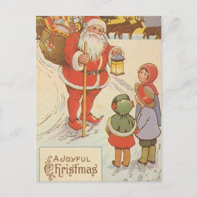 VINTAGE SANTA & KINDER POSTCARDS FEIERTAGSPOSTKARTE (Vorderseite)