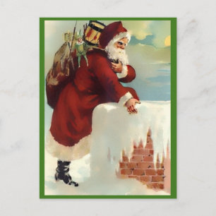 Vintage Santa kommt den Schornstein herunter (nett Feiertagspostkarte