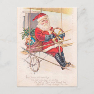 Vintage Santa Luftschiff Fantasie Feiertagspostkarte