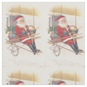 Vintage Santa Luftschiff Fantasie Stoff