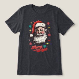 Vintage Santa Merry and Bright Tri-Blend Shirt