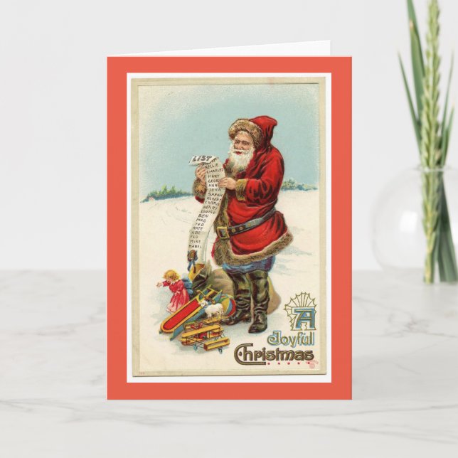 VINTAGE SANTA MIT BAG OF TOYS Grußkarte Karte (Vorderseite)
