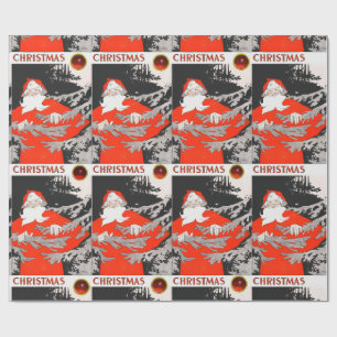 VINTAGE SANTA MIT PINE TREME Weihnachten Geschenkpapier