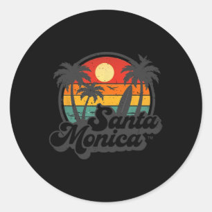 Vintage Santa Monica Beach Kalifornien Surfen Surf Runder Aufkleber