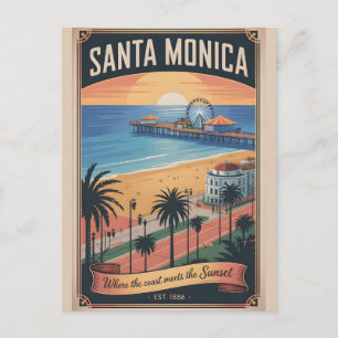 Vintage Santa Monica Kalifornien Retro-Reise Postkarte