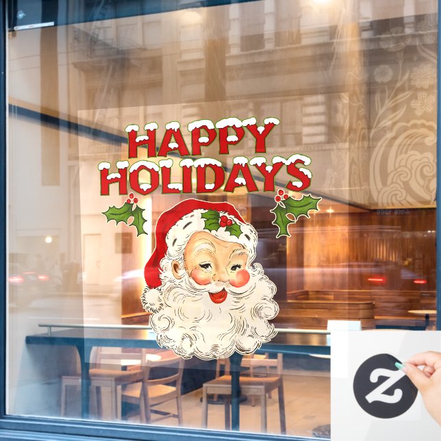 Vintage Santa No 2 Fensteraufkleber (Café-Fenster)