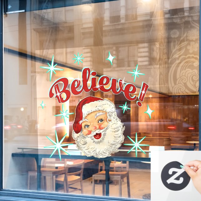 Vintage Santa Nr. 6 Fensteraufkleber (Café-Fenster)
