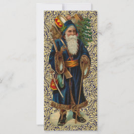 Vintage Santa on Blue und Gold Flat Card