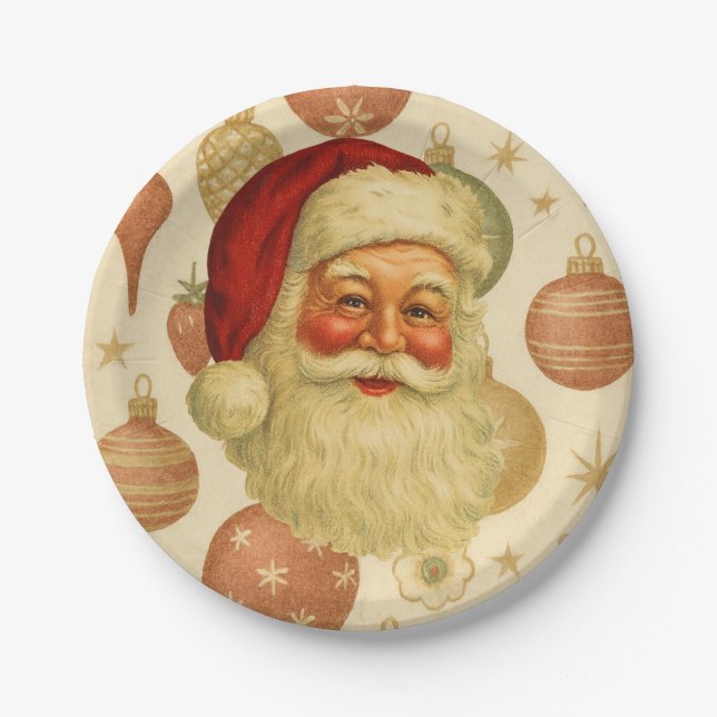 Vintage Santa Paper Plates Pappteller (Vorderseite)