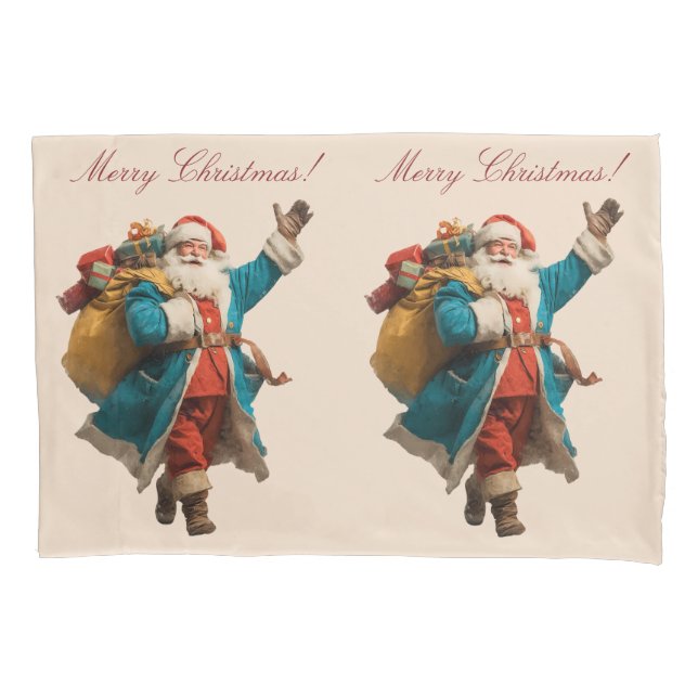 Vintage Santa Personalized Christmas Design Kissenbezug (Vorderseite)