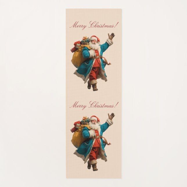 Vintage Santa Personalized Christmas Design Yogamatte (Vorderseite)