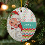 Vintage Santa Retro-Farben mit Foto Keramik Ornament<br><div class="desc">Vintages Santa Retro Farbschema mit Foto im hinteren Ornament. Um den Hinweis zu ändern,  klicken Sie neben "Diese Vorlage personalisieren" auf "Details". Für weitere Änderungen (Schriftart,  Schriftart,  mehr Text oder Bild hinzufügen),  scrollen Sie nach unten und klicken Sie auf den Link "Bearbeiten mit dem Entwurfswerkzeug".</div>