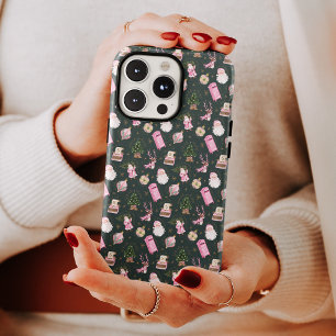 Vintage Santa Retro Pink Weihnachten Benutzerdefin Case-Mate iPhone 14 Pro Max Hülle