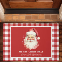 Vintage Santa Rot Gingham Personalisiertes Weihnac