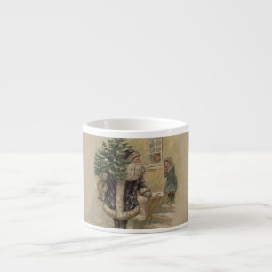 Vintage Santa Schnee Weihnachtsbaum Espressotasse