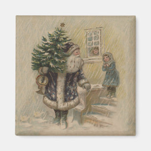 Vintage Santa Schnee Weihnachtsbaum Magnet