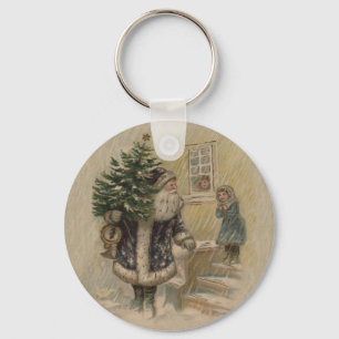 Vintage Santa Schnee Weihnachtsbaum Schlüsselanhänger