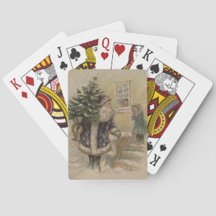 Vintage Santa Schnee Weihnachtsbaum Spielkarten