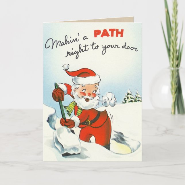 Vintage Santa Shooting Snow Card Feiertagskarte (Vorderseite)
