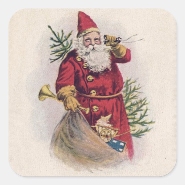 VINTAGE SANTA SQUARE STICKER (Vorderseite)