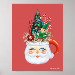 Vintage Santa Tasse Kunstdruckerei Poster