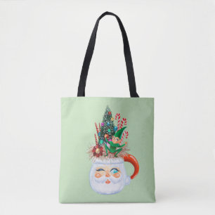 Vintage Santa Tasse Minze Green Tote Bag