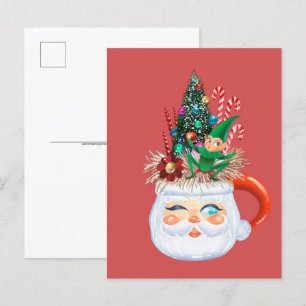 Vintage Santa Tasse Postkarte