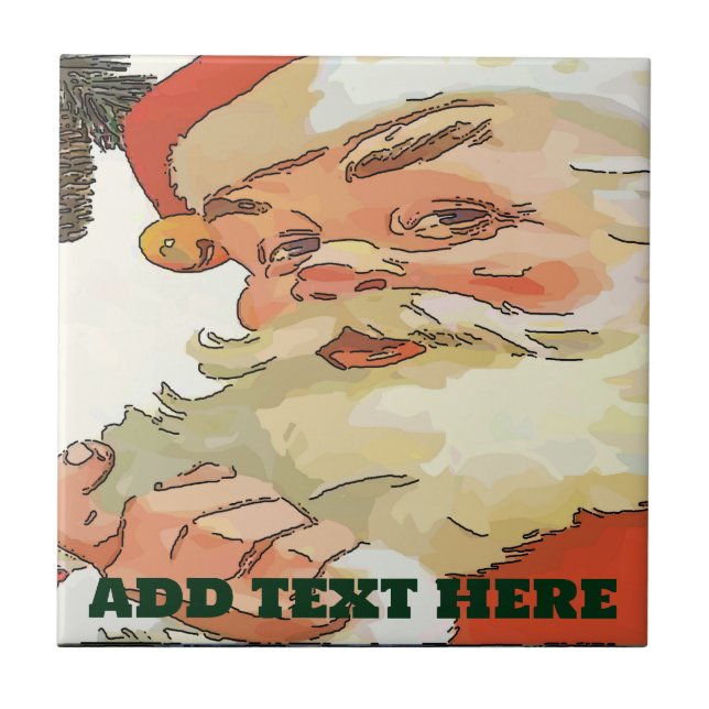 Vintage Santa Tiles, add text Fliese (Vorderseite)