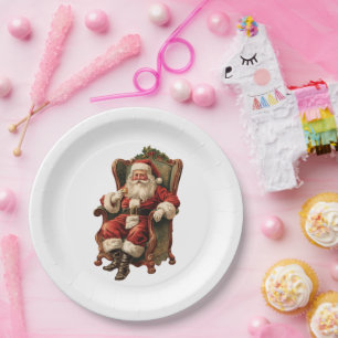 Vintage Santa Traditionelles Weihnachten Pappteller