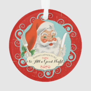 Vintage Santa Utensilien Feinschmecker kulinarisch Ornament