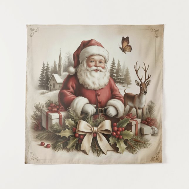 Vintage Santa Wandteppich (Vorderseite)