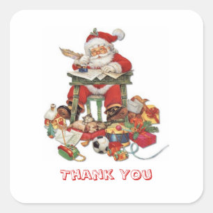 Vintage-Santa-Weihnachts-Dankeschön-Aufkleber Quadratischer Aufkleber