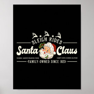 Vintage Santa Weihnachts-Schlittenfahrten Rentiere Poster