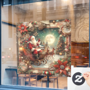 Vintage Santa-Window-Verkleidung Fensteraufkleber