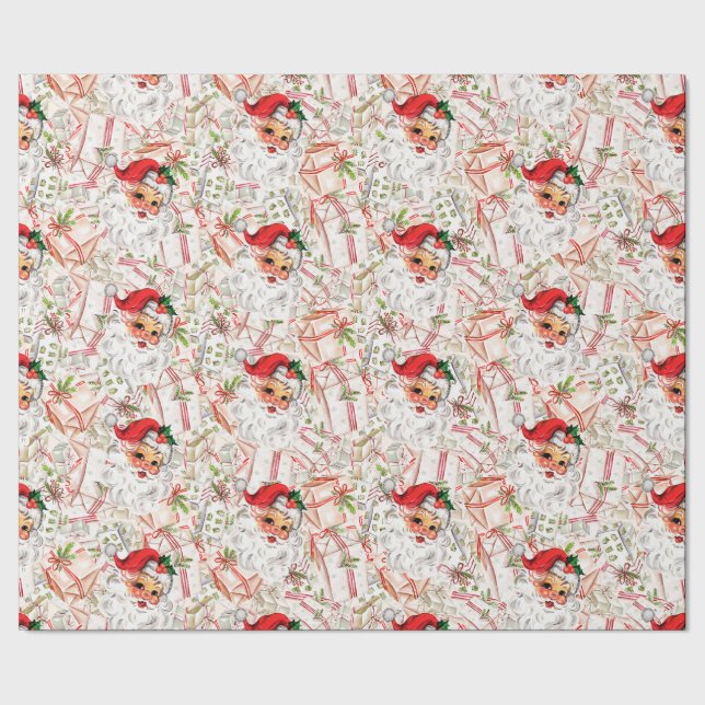 Vintage Santa Wrapping Paper Geschenkpapier (Saum)