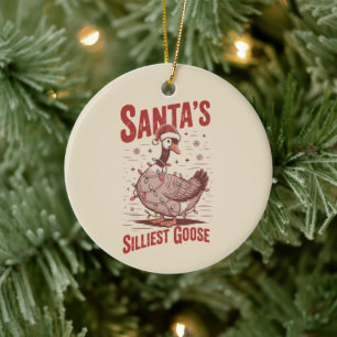 Vintage Santas dümmste Gans Lustige Weihnachten 90 Keramik Ornament