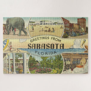 Vintage Sarasota Postkarte Puzzle