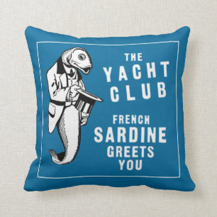 Vintage-Sardinen-Boot-Klub-Werbung Kissen