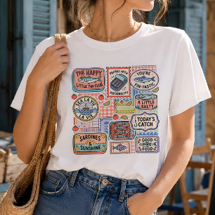 Vintage-Sardinen-Dosen-Collage Fisherman-Core-Graf T-Shirt