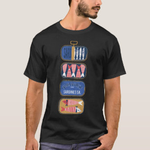 Vintage-Sardinen in Dosen // marineblaue Hintergru T-Shirt
