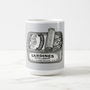 Vintage-Sardinen in Schwarz-Weiß-Dose Kaffeetasse