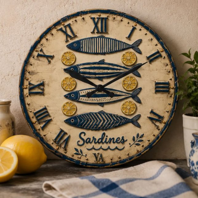 Vintage Sardines Große Wanduhr (Von Creator hochgeladen)