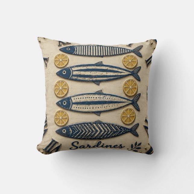 Vintage Sardines Kissen (Vorderseite)