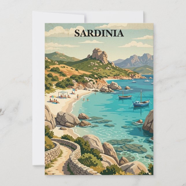 Vintage Sardinia Italy Mediterranean Scenery Karte (Vorderseite)