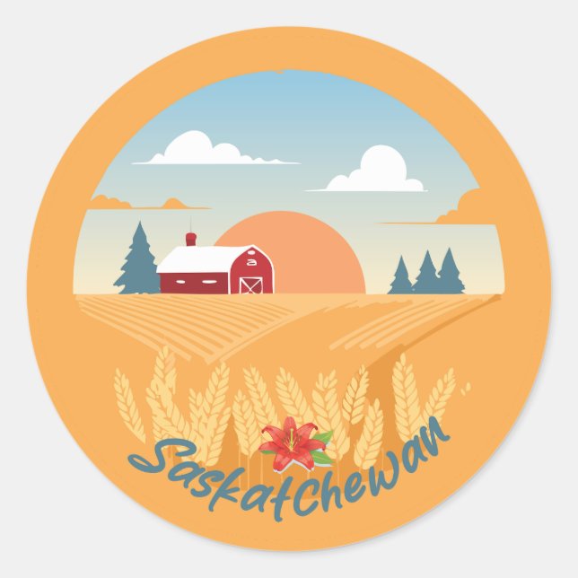 Vintage Saskatchewan Runder Aufkleber (Vorderseite)
