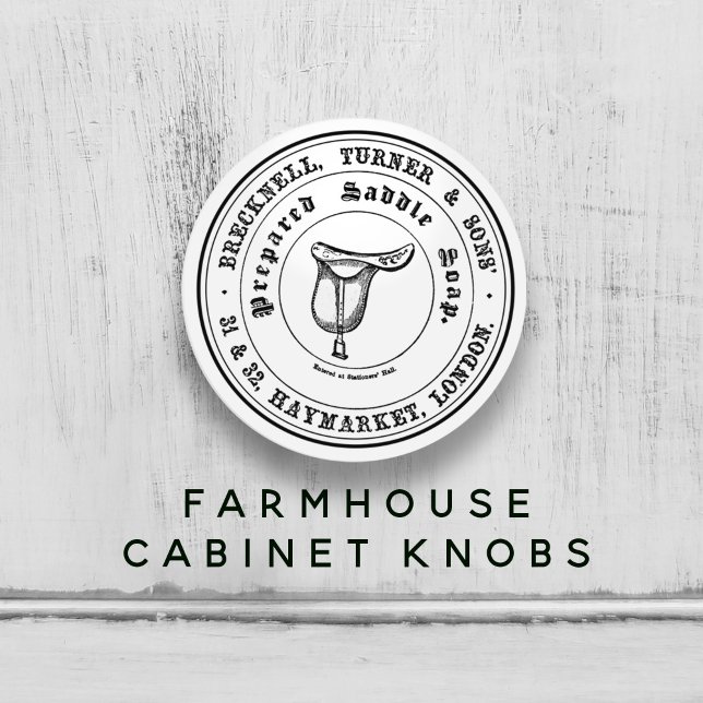 Vintage Sattelseife Bauernhof Schwarz & Weiß Keramikknauf (Vintage Saddle Soap Farmhouse Black & White Ceramic Knob)