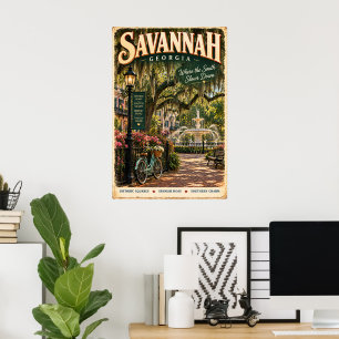 Vintage Savannah Georgia Reiseplakat Südstaaten Poster